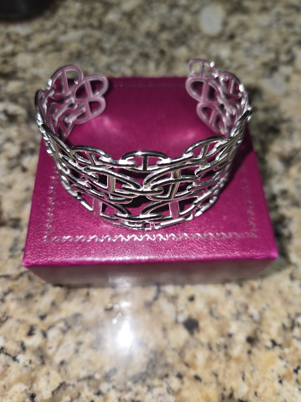 Silver Color Filigree Cuff Bracelet